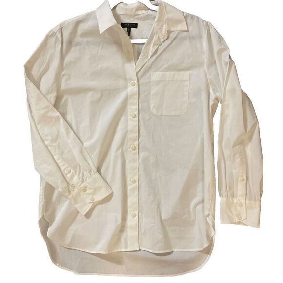 New RAG & BONE Maxine Cotton Button Front Shirt in White Size Large - Picture 6 of 7